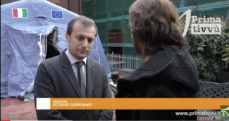 Allestita la tenda per il triage sanitario.